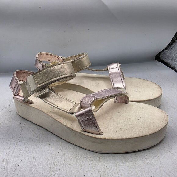 Teva Flatform Womens 8 Platform Sandals Universal Metallic Shimmer Multi Strappy - Picture 1 of 13